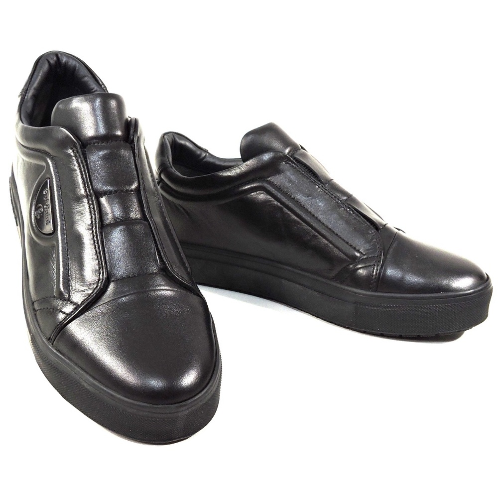 BALDININI 🇮🇹 MEN'S BLACK SOFT LEATHER FASHION SNEAKERS